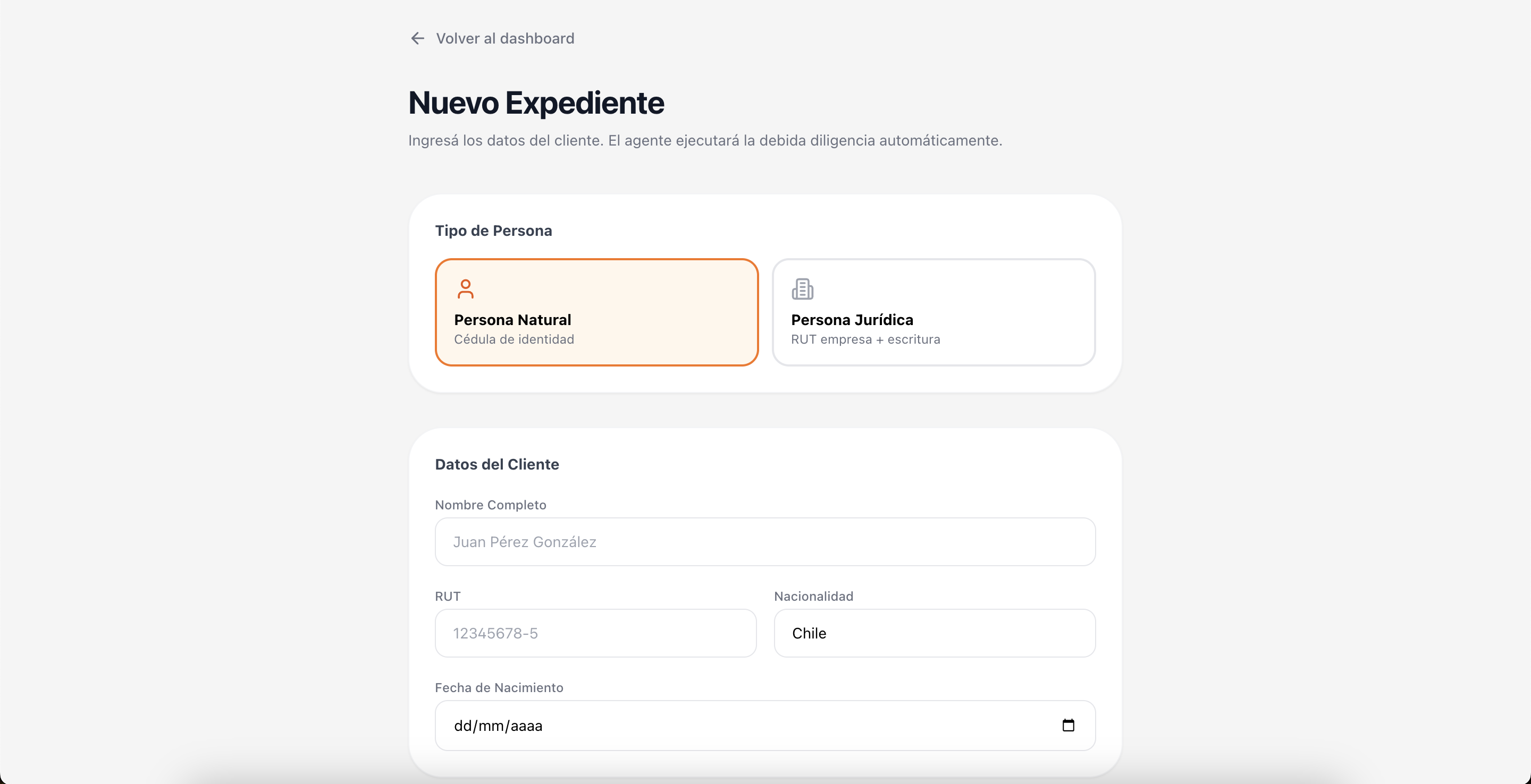 Formulario de nuevo expediente